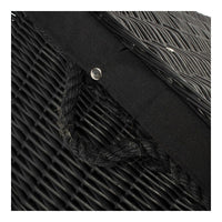67cm Black Wicker Rope Handled Black Cotton Lined Picnic Basket