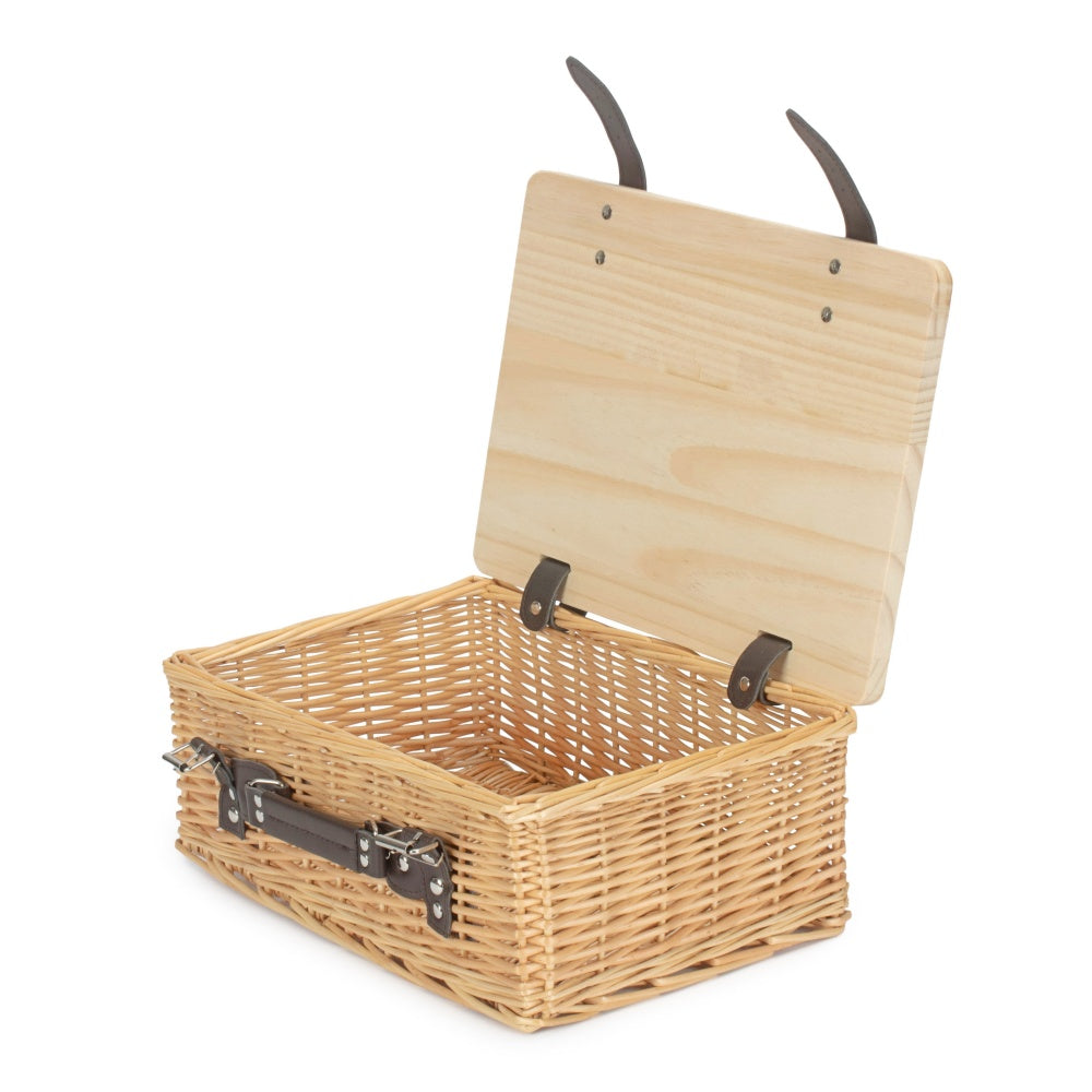 Red Hamper Buff Willow Empty Picnic Basket with Pinewood Lid