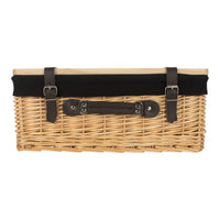 Buff Black Lined Willow Empty Picnic Basket with Pinewood Lid