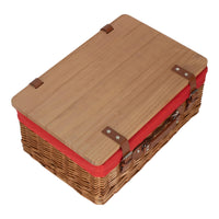 Double Steamed White Lined Willow Empty Picnic Basket with Pinewood Lid
