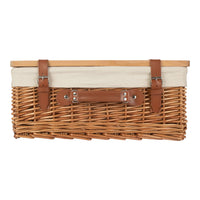 Double Steamed Red Lined Willow Empty Picnic Basket with Pinewood Lid