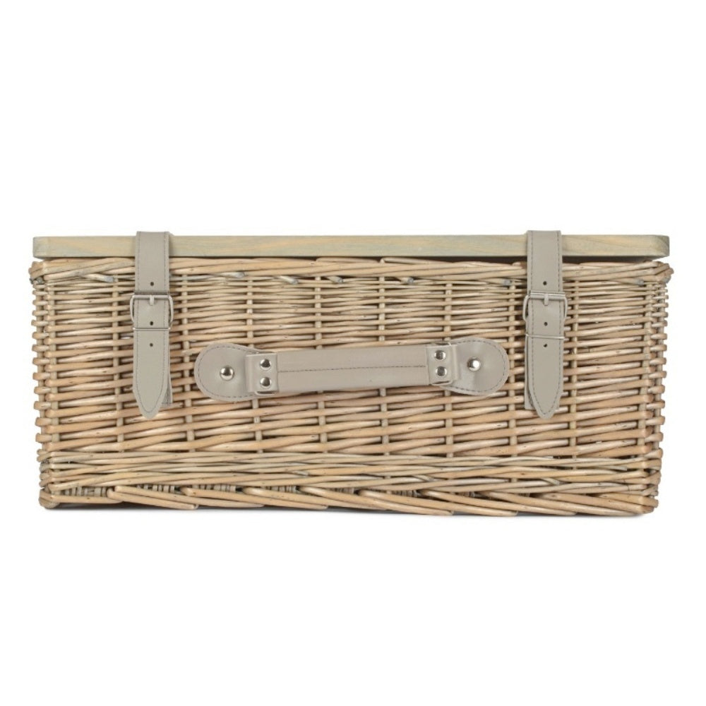 Antique Wash Empty Picnic Basket with Pinewood Lid