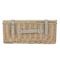 Antique Wash Empty Picnic Basket with Pinewood Lid