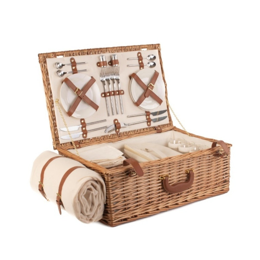 Panier de pique-nique traditionnel de luxe entièrement équipé