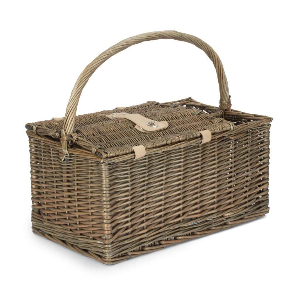 Deluxe Retro Double Lidded Wicker Fitted Picnic Basket | Red Hamper