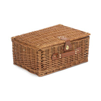 Blauer Tweed-Picknickkorb aus Weidengeflecht