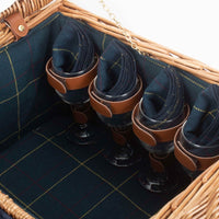 Blauer Tweed-Picknickkorb aus Weidengeflecht