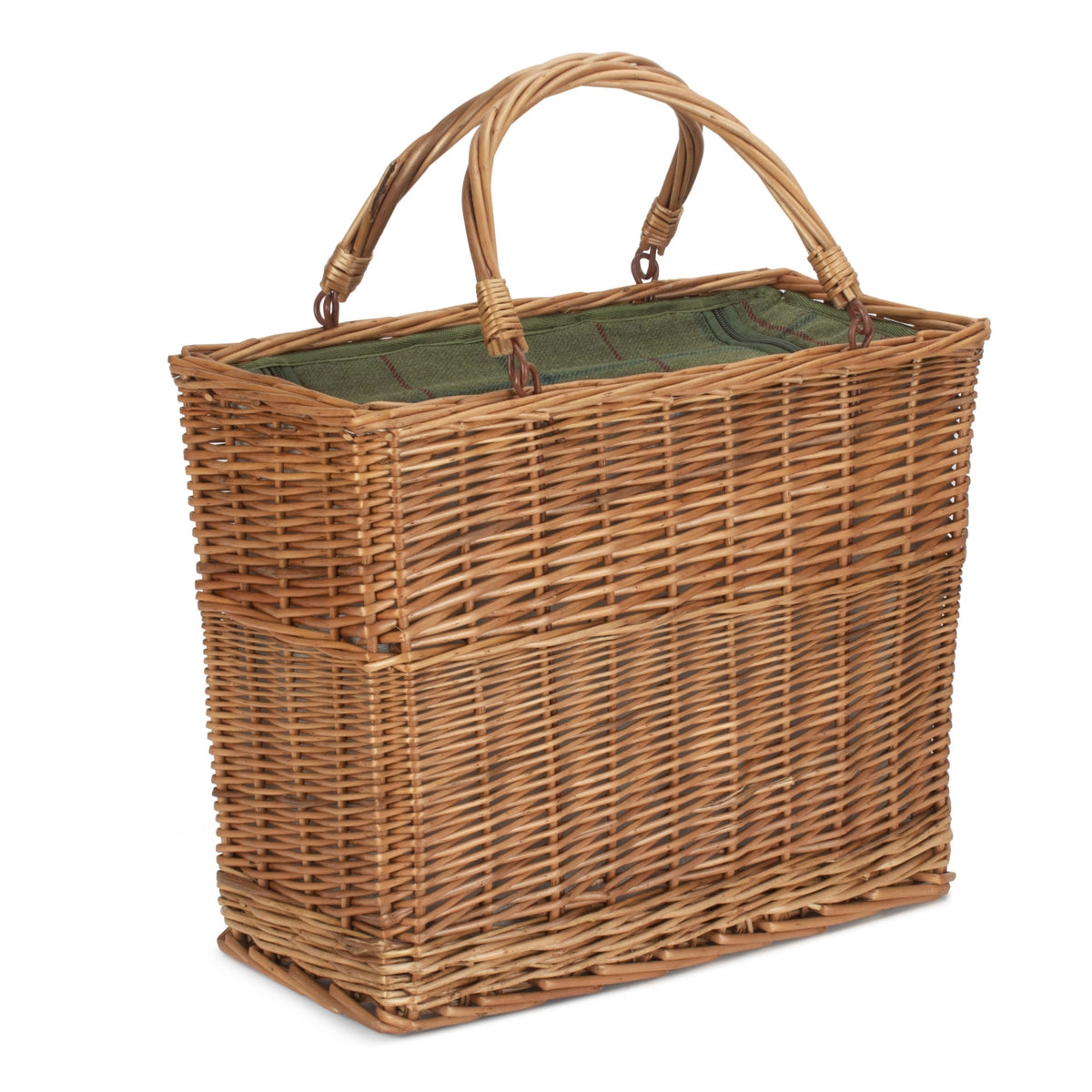 Green Tweed Rectangular Wicker Cooler Basket