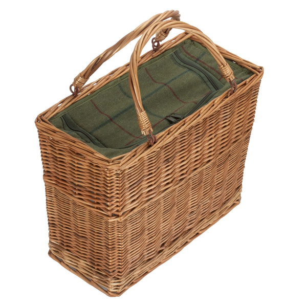 Panier isotherme rectangulaire en osier vert tweed