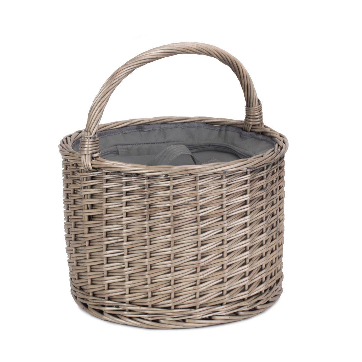 Round Grey Chiller Wicker Picnic Basket