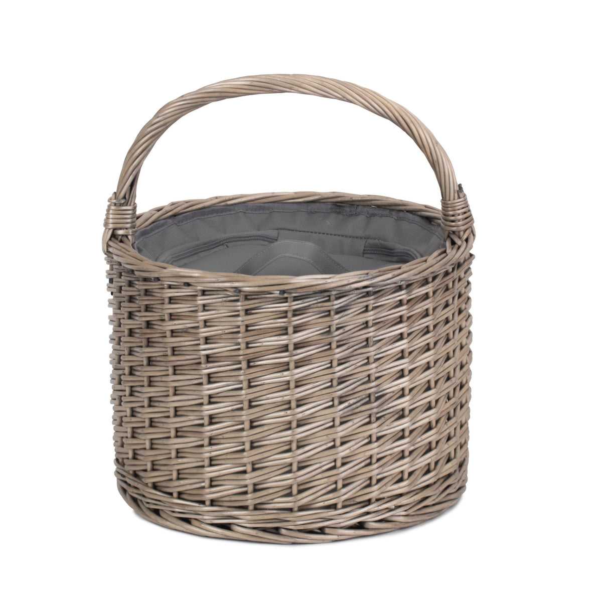 Round Grey Chiller Wicker Picnic Basket