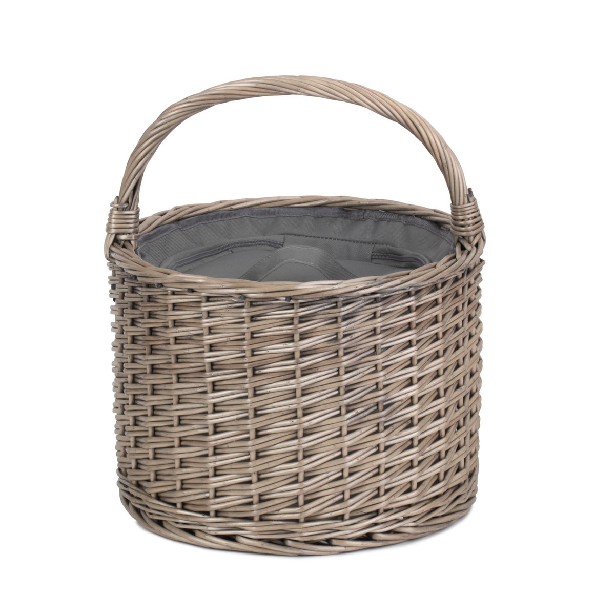 Red Hamper Wicker Round Grey Chiller Picnic Basket