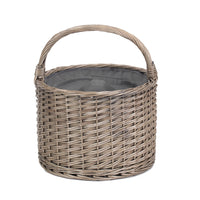 Panier de pique-nique en osier rond gris