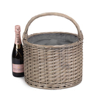 Red Hamper Wicker Round Grey Chiller Picnic Basket