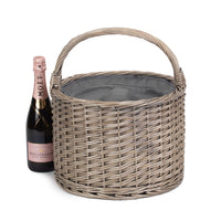 Round Grey Chiller Wicker Picnic Basket