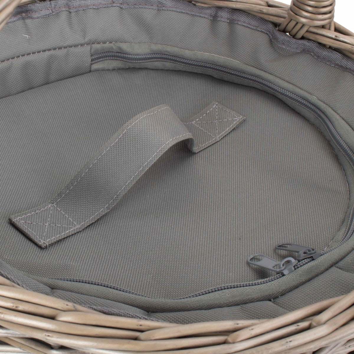 Red Hamper Wicker Round Grey Chiller Picnic Basket