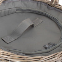 Red Hamper Wicker Round Grey Chiller Picnic Basket