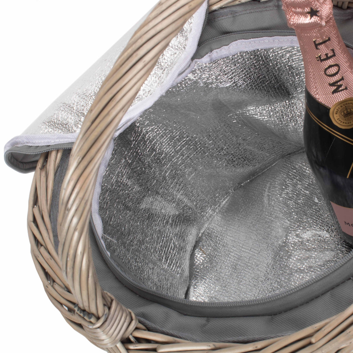 Round Grey Chiller Wicker Picnic Basket