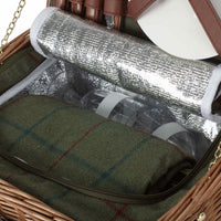 Klassischer Picknickkorb aus grünem Tweed für 2 Personen