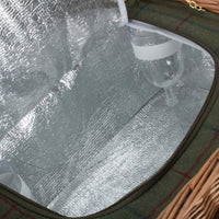 4 Person Green Tweed Classic Fitted Picnic Basket