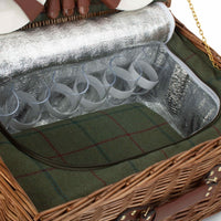 6 Person Green Tweed Classic Picnic Basket