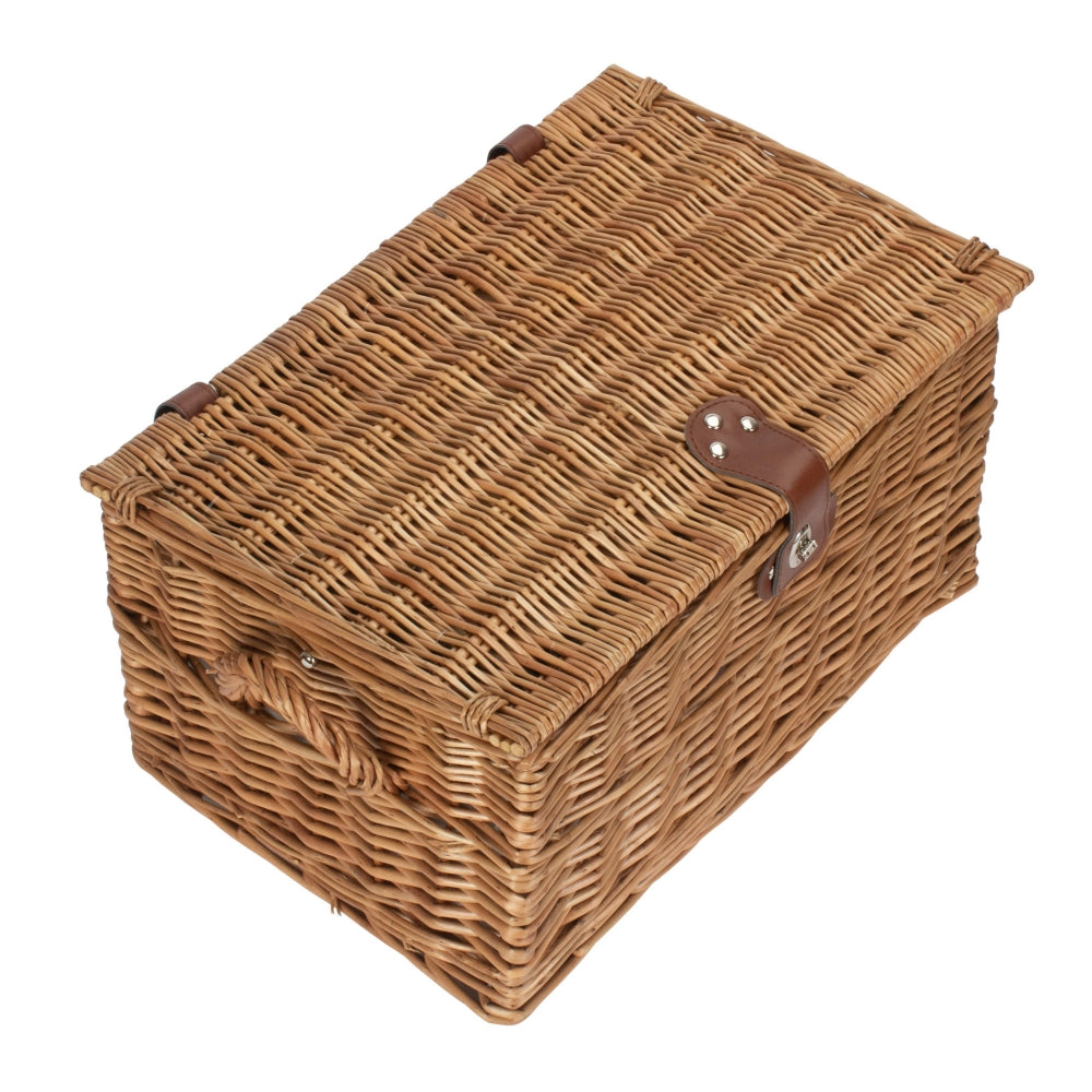 Four Person Green Tweed Chest Wicker Picnic Basket