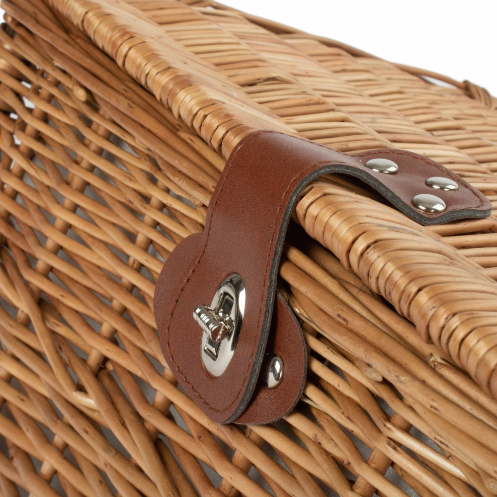 Four Person Green Tweed Chest Wicker Picnic Basket