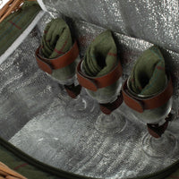 Red Hamper Four Person Green Tweed Chest Wicker Picnic Basket