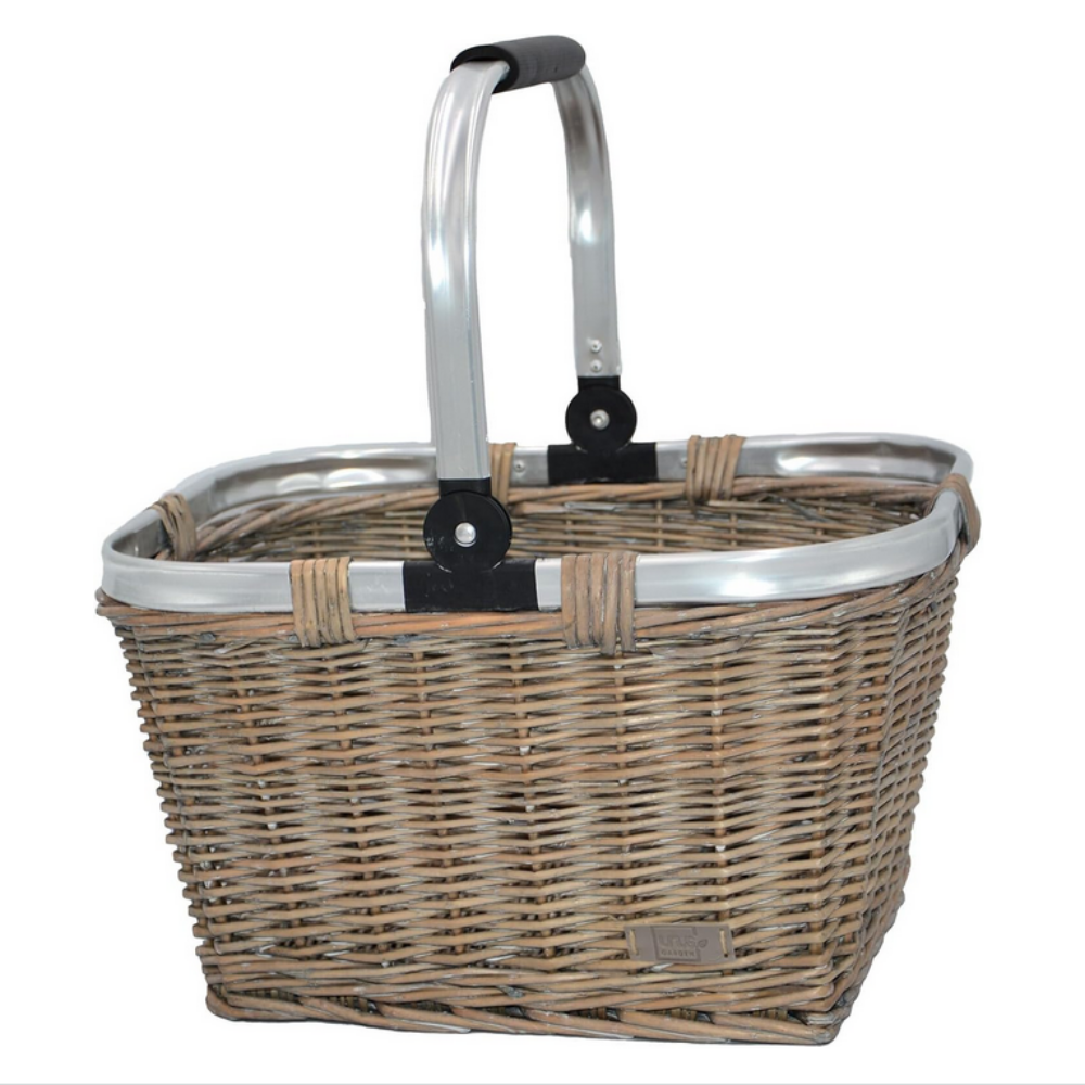 Grey Wash Folding Aluminium  Handle Shopping Basket
