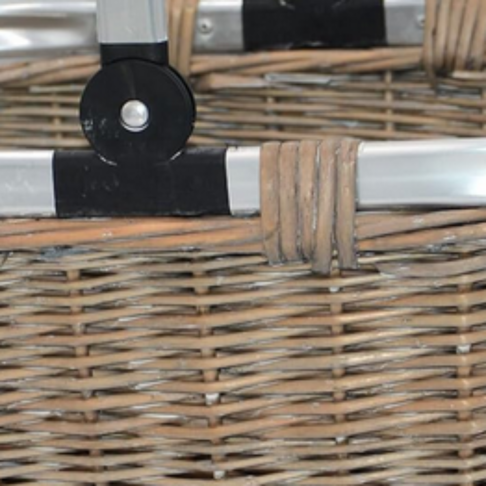 Grey Wash Folding Aluminium  Handle Shopping Basket