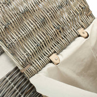 Antique Wash Square White Cotton Lined Laundry Basket