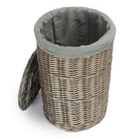 Antique Wash Round Linen Basket with Grey Sage Lining
