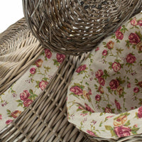 Antique Wash Round Garden Rose Cotton Lined Laundry Basket