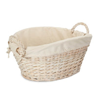 White Wash Finish Wicker Laundry Basket