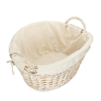 White Wash Finish Wicker Laundry Basket