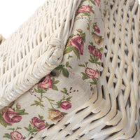 Square White Wash Wicker Laundry Basket Rose Lining