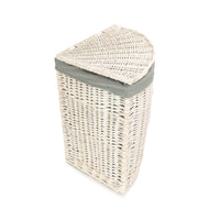 Red Hamper Corner White Wash Laundry Hamper with Grey Sage Lining
