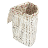 White Wash Corner Wicker Laundry Basket with Lining