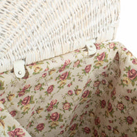 White Wash Corner Wicker Laundry Basket with Lining
