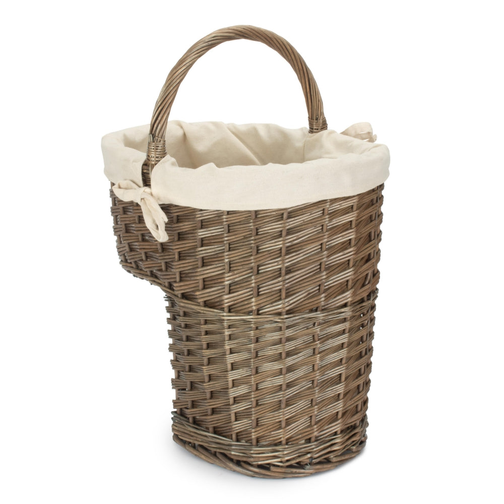 Antique Wash Willow Wicker Stair Basket