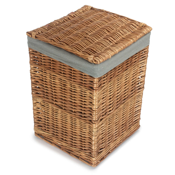 Red Hamper Light Steamed Square Laundry Basket with Grey Sage Lining