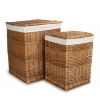 White Lining Light Steamed Square Wicker Laundry Basket