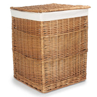 White Lining Light Steamed Square Wicker Laundry Basket