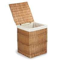 White Lining Light Steamed Square Wicker Laundry Basket