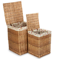 Garden Rose Lining Light Steamed Square Wicker Laundry Basket