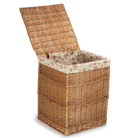 Garden Rose Lining Light Steamed Square Wicker Laundry Basket