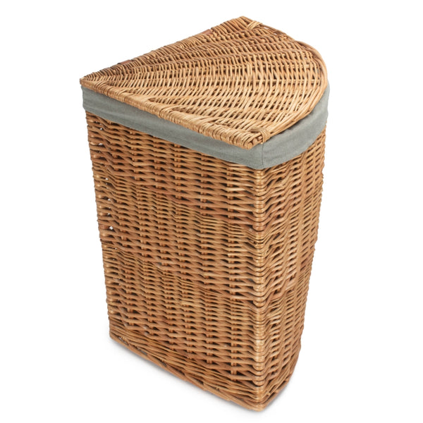 Red Hamper Light Steamed Corner Linen Basket with Grey Sage Lining