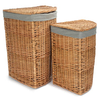 Red Hamper Light Steamed Corner Linen Basket with Grey Sage Lining