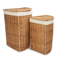 Light Steamed Corner White Cotton Lined Wicker Laundry Basket
