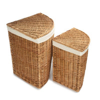 Light Steamed Corner White Cotton Lined Wicker Laundry Basket